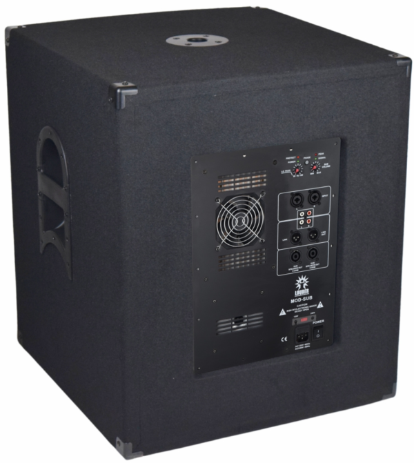 BAJOSUB Subwoofer biamplificado con salida para pasivo, alta potencia