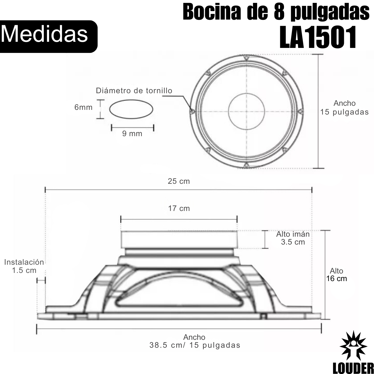 LA1501 Bocina 15 profesional para armado de bafles