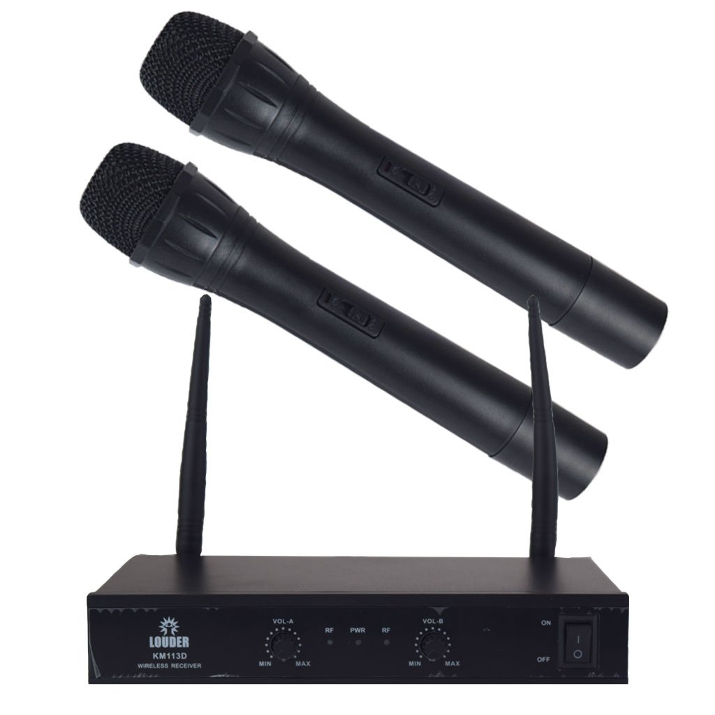 Sistema de 2 micrófonos inalámbricos con receptor VHF S