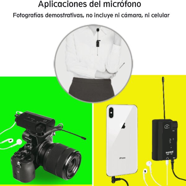 CAMCELMIC Set Micrófono Inalámbrico UHF Celular/camara DSLR