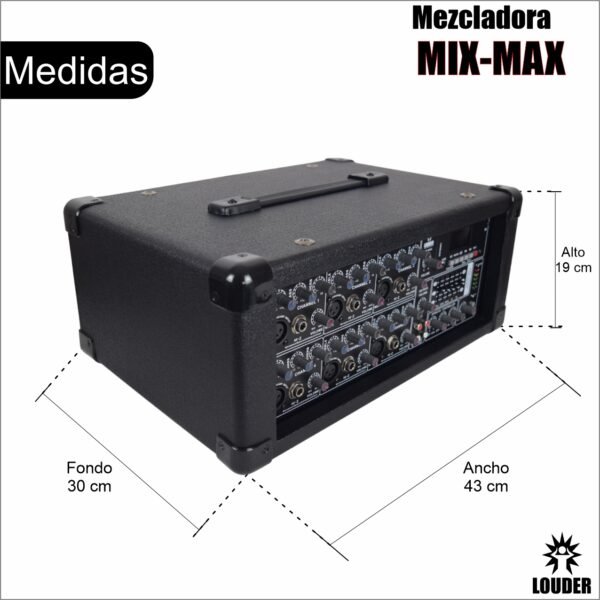 MIX-MAX Mezcladora Consola Amplificada 6 Ch Bluetooth