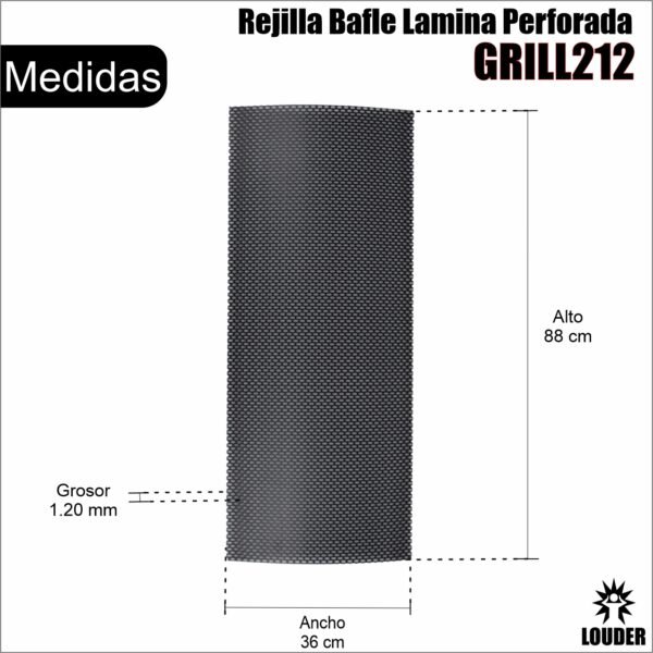 GRILL212 Rejilla Acero Para Bafle Perforada 36x88cm