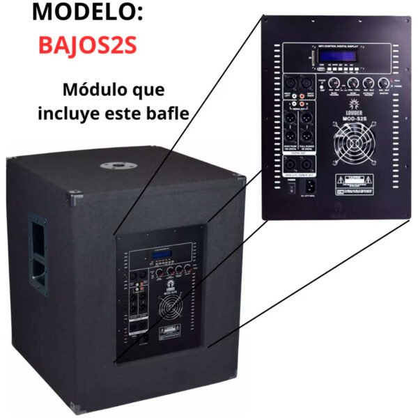BAJOS2S Subwoofer Amplificado 18 pulgadas, salida medios