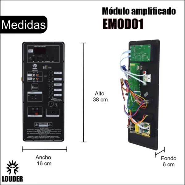 EMOD01 Modulo Amplificado Regarcable bluetooth USB/SD