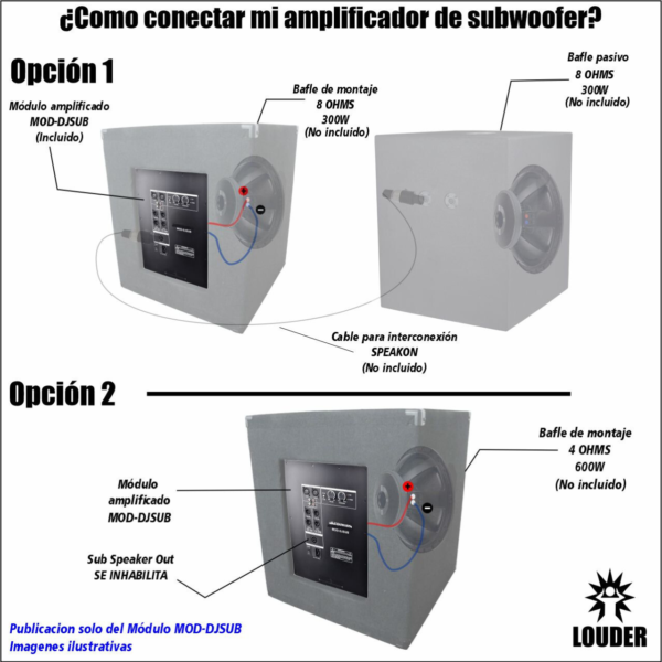 MOD-DJSUB MODULO AMPLIFICADOR GRAVES SUBWOOFER AMPLIFICA 2 GRAVES 600W TOTALES