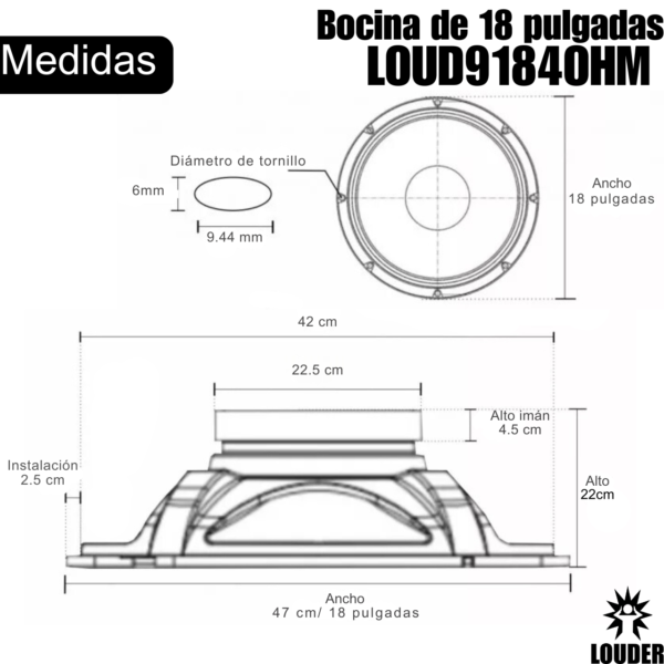 LOUD9184OHM medidas
