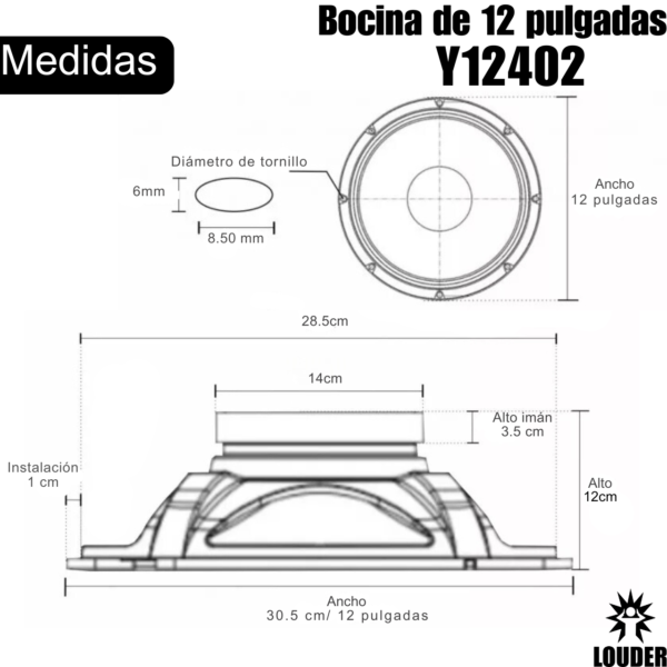 Y12402 Bocina 12 Medios Profesional Alta Potencia Linearray