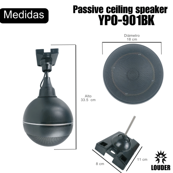 YPO-901BK Bocina Techo 5 Pulgadas Ambiental Transformador 70-100v Negro