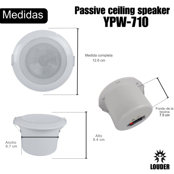 YPW-710 Bocina Plafon 3 pulgadas Tranformador 70/100 v Ambiental