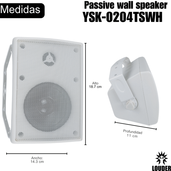 YSK-0204TSWH Bafle C Transformador Interior Exterior 4" Sonido Ambiental